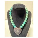 T Forre Navaho Sterling Silver/turquoise Necklace