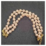 Faux 3 Strand Pink pearl Bracelet-7"