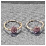 Silver very tiny purple stone Earrings-marked 925
