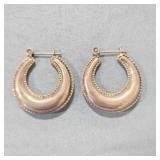 Sterling Silver? Hoop Hollow Earrings-not marked