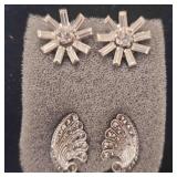 2 Pair clip On Earrings w/rhinestones