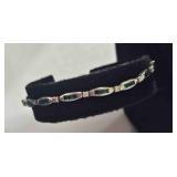 14K White Gold Bracelet w/Emeralds 8"