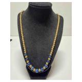 14K Gold Chain w/gold beads, Lapis Lazuli beads?