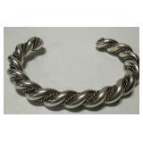Silver Twisted Rope Cuff Bracelet-no markings