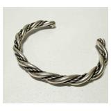Silver Twisted Rope Cuff Bracelet-no markings