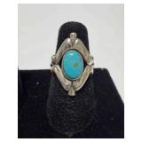 Bell Sterling Native American style ring Turquoise