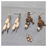3 pr Faux Pearl Earrings-2 dangle