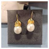 Julie Vos Faux Pearl Earrings w/gold tone