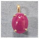 14K gold Ruby? Pendant, tested 14K gold