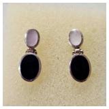 Sterling Silver Onyx Mother of Pearl Earrings