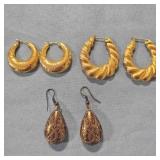 2 pair Monet gold tone hoop earrings