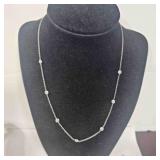 Necklace 7 Diamond Bezels 14K white gold chain