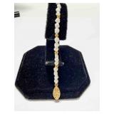 Fresh Water Rice Pearl Bracelet 7" gold tone