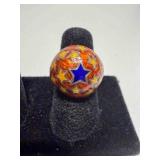 925 dome ring w/yellow star themed enamel design