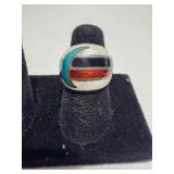 vintage sterling silver dome enamel ring