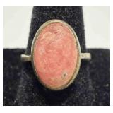 Sterling Silver Ring w/an oval Rhodochrosite Gem