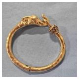 Gold Tone Lucky Brand Hinged Bracelet Elephant