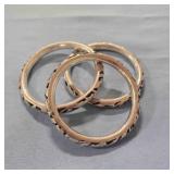 3 Silver Bangle cut out Bracelets-Yuchang