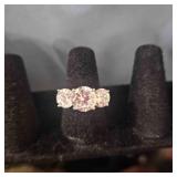 Silver 925 CZ? 3 Stone Ring size 8, Marked 925 RF