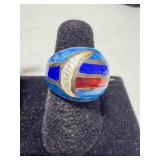 Sterling Silver Domed Inlay Ring matches lot 292