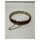 Sterling Silver Bangle Bracelet w/safety Chain