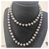 14K Gold clasp Black Pearls 30"-look a brown color