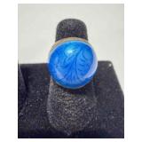 Silver 925 Domed Inlay Ring-marked Sterling