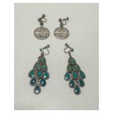 Native American style Screw Back dangle Earrings