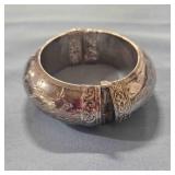 Silver Hinged cuff Bracelet-wide, no markings