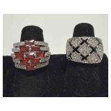 Multi band Ring with red baguette stones size 7