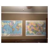 WORLD MAP & US MAP, 50 X 38
