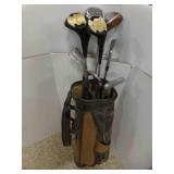 Vintage Spalding Black & Brown Leather Golf Bag