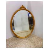 25" X 35" Oval Wood Framed Mirror