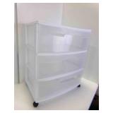 Sterilite 3 Drawer Storage Rolling Cart