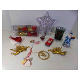 Vintage Red Bead & Glitter Bird Figurine w/Clip