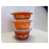 3 Vintage Set PYREX Autumn Harvest Wheat Pattern
