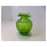 Vintage Geen Hobnail Art Glass Vase