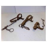3 Vintage Metal Animal Traps - 1 Victor &