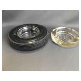 Vintage Hilton Hotel Heavy Clear Glass Ashtray