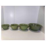 Vintage Green Pottery Nesting Bowls