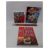 3 Large BBQ Grilling Books & 19" Brookstone