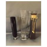 3 Modern Decorative Glass Vases - Black Hand