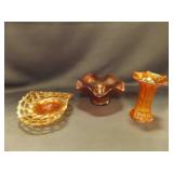 Vintage Carnival Glass Bowl Iridescent Marigold