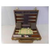 Vintage Corduroy Case Backgammon Set w/ Magnetic