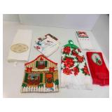 USED Christmas Dish Towels Wash Cloths & Pot
