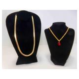 2 Gold Tone Necklaces