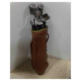 Vintage Dunlop Maxfli Brown Golf Bag with 9 Mixed