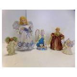 3 Resin Angel Figurines 1 Porcelain Angel &