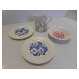 2 Homer Laughlin Blue Wild Rose Bread & Butter