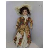 Victorian Doll w/Hat Umbrella Porcelain Hands &